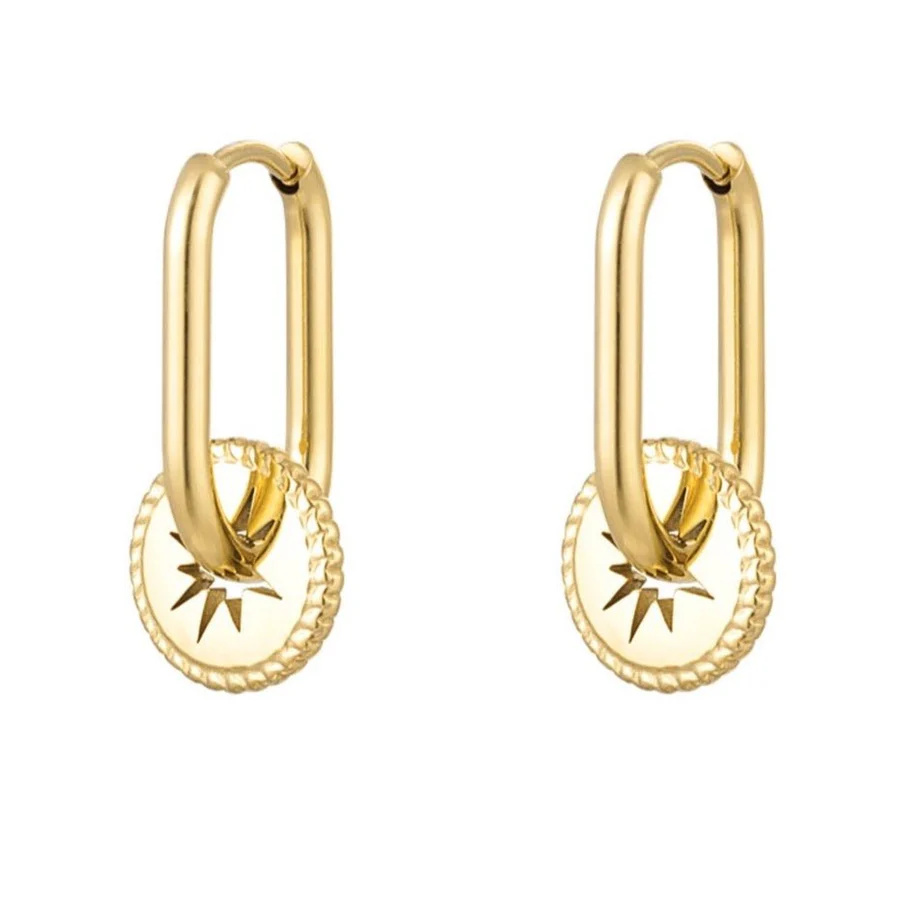 OEM manufacturing service for oval hoop earrings with star pendant earrings vermeil gold