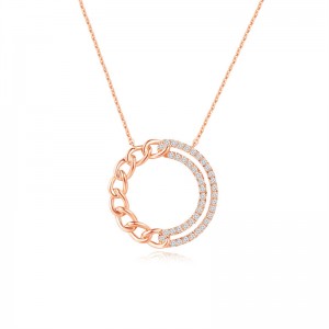 Outsource Custom Jewelry Production Company | OEM ODM Circle  Pendant With Rose Gold Plated Necklace