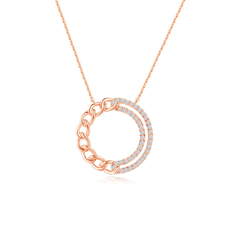Outsource Custom Jewelry Production Company | OEM ODM Circle  Pendant With Rose Gold Plated Necklace