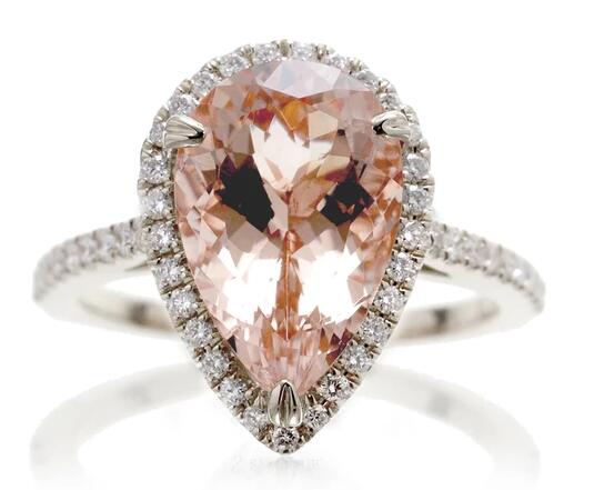 Wholesale Platinum Morganite Ring 925 Silver OEM Factory 10K Gold