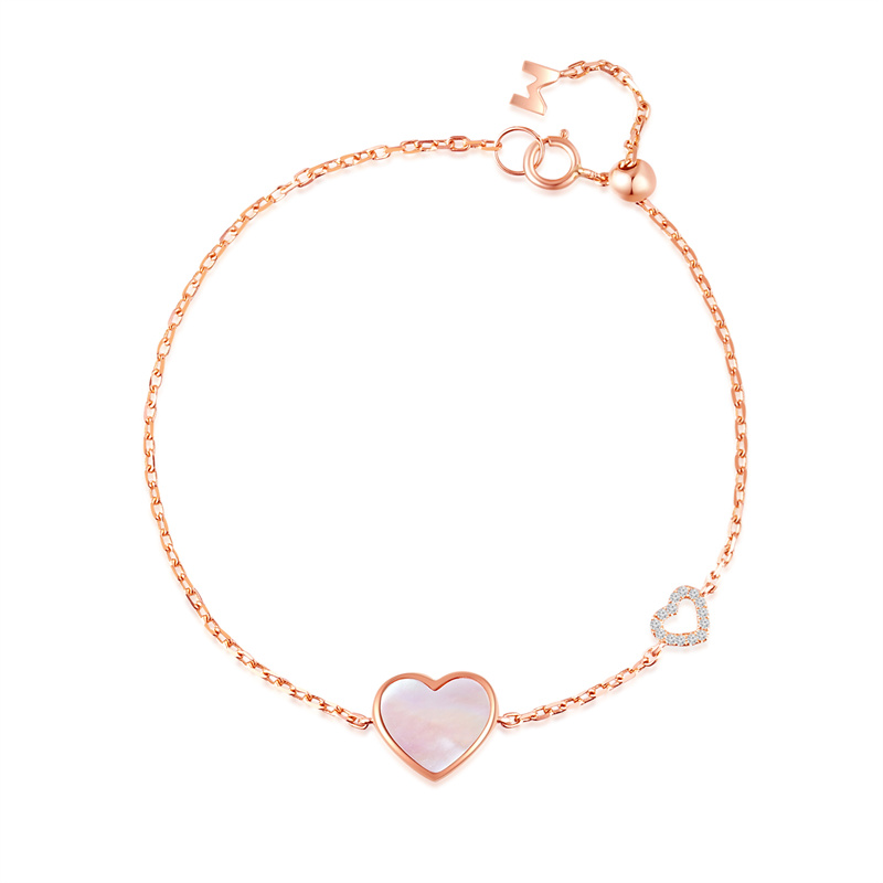 Outsourced Manufacturing Factory of 14K Gold Mother of Pearl Heart Bracelet