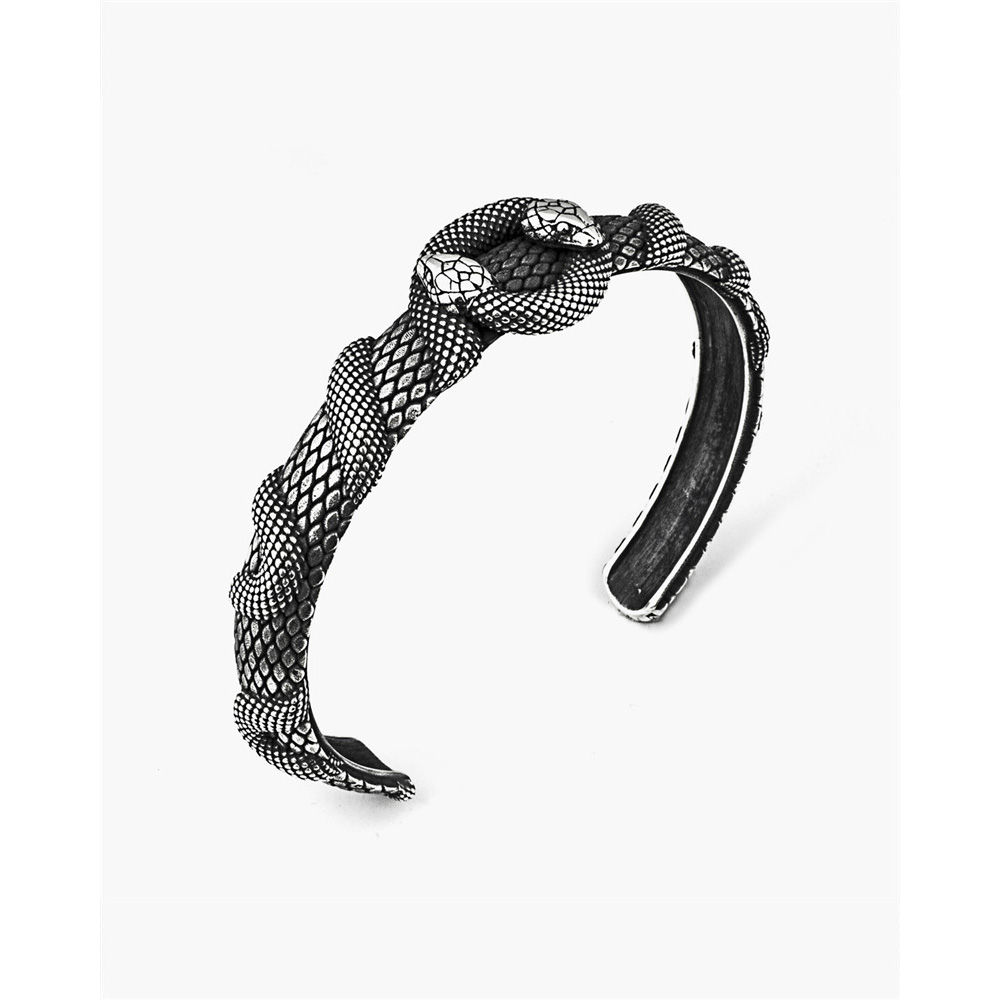 silver jewelry supplier custom oem odm men’s snakes and textured bangle wholesaler