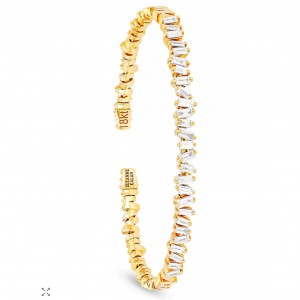 sterling silver jewelry manufacturer 18K Yellow Gold vermeil CZ Fireworks Flexible Bangle Bracelet