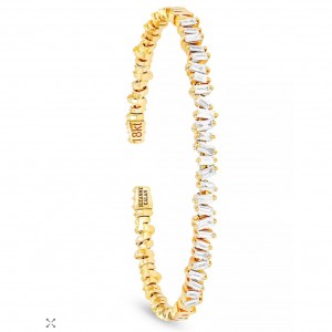 produttore di gioielli in argento sterling Bracciale rigido flessibile con fuochi d'artificio in oro giallo 18 carati vermeil CZ