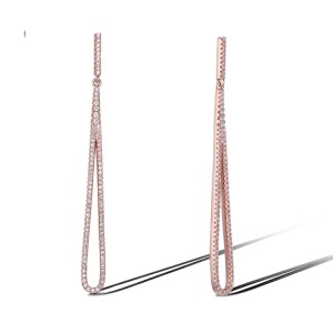 Orecchini pendenti in argento all'ingrosso personalizzati |Design di gioielli placcati in oro rosa |Commercio all'ingrosso di gioielli in CZ