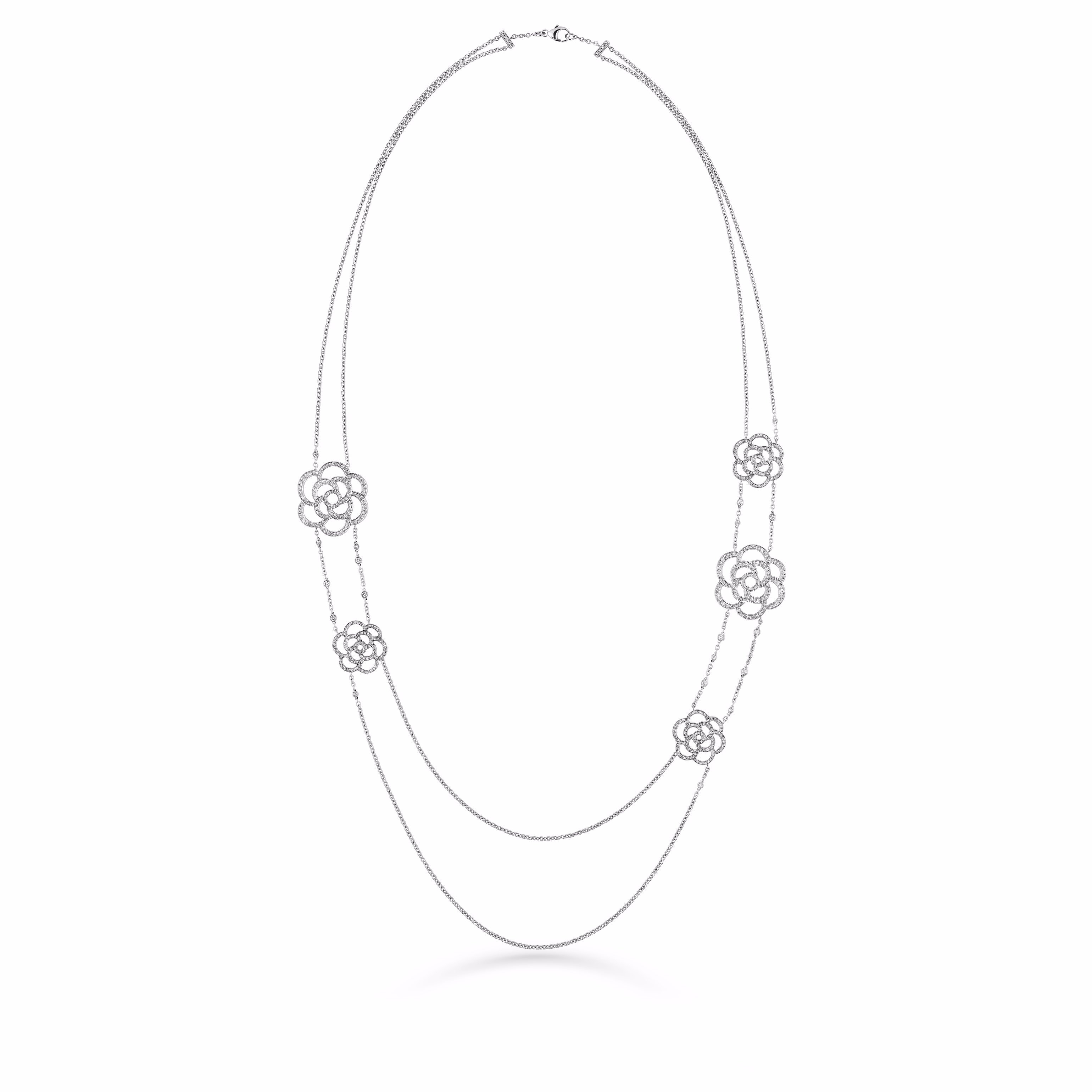 Wholesale Two-Row Necklace , In 18K White Gold And Diamonds
