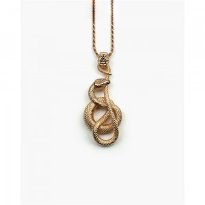 wholesale brazilian jewelry manufacturers , custom made pink gold ouroboros necklace in 925 silver
