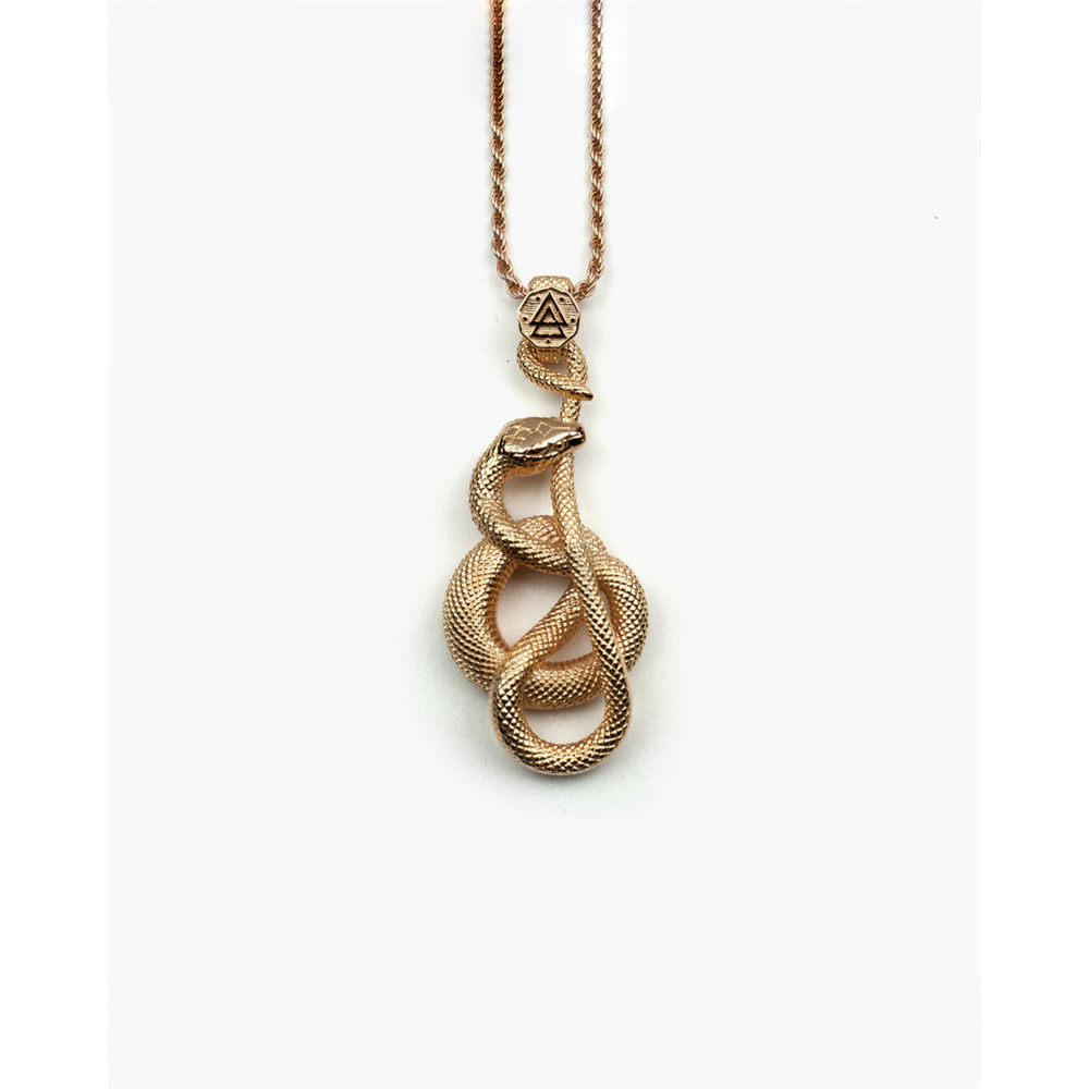 wholesale brazilian jewelry manufacturers , custom made pink gold ouroboros necklace in 925 silver