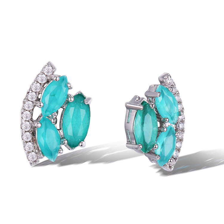 Pasgemaakte Groothandel Turkoois Oorbelle |Sterling silwer juweliersware-ontwerp |Rhodium Plating Juweliersware Groothandel