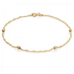 wholesale gold plated jewelry supplier custom design 9ct Gold Bead Bracelet