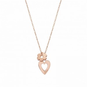 fornecedor de pingentes de prata esterlina por atacado design personalizado coração e colar de flores em ouro rosa vermeil