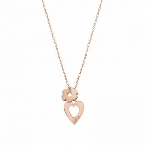 Proveedor al por mayor de dijes de plata esterlina, collar de corazón y flores de diseño personalizado en oro rosa vermeil