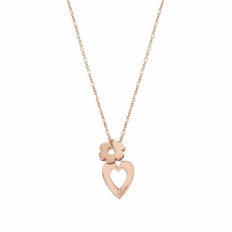 fornitore all'ingrosso di ciondoli in argento sterling collana con cuore e fiori dal design personalizzato in vermeil oro rosa