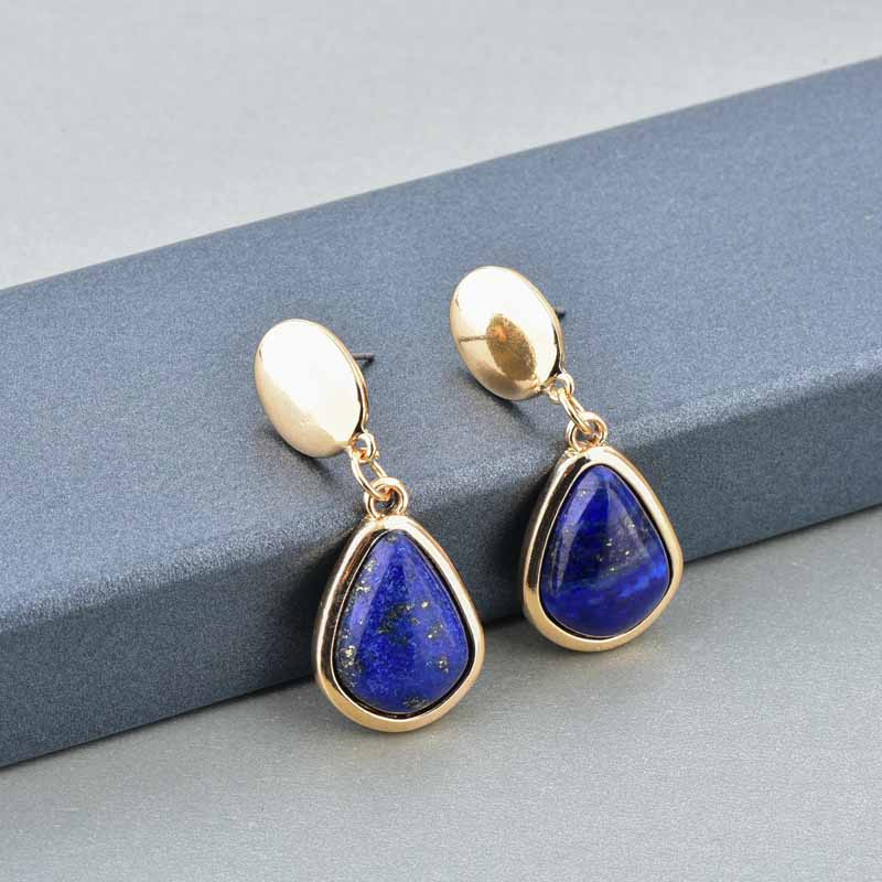 Saincheaptha Mórdhíola Lapis Lazuli Solitaire Earring |925 Déantúsaíocht Jewelry Airgid |18k Déantúsaíocht Earring Plandáilte Óir