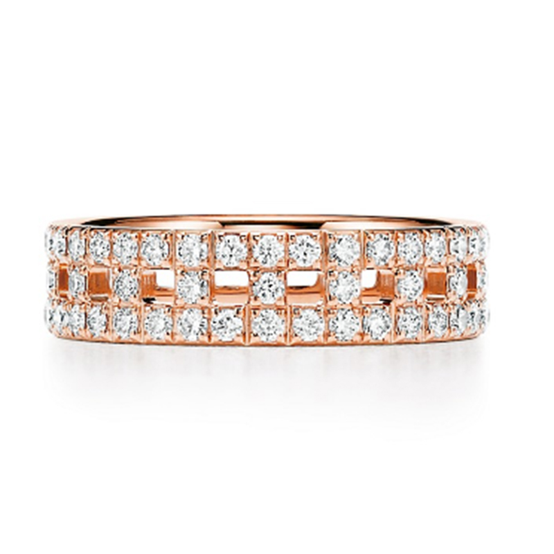 Оптовое кольцо из 10-каратного розового золота с CZ ювелирных изделий OEM-производителя