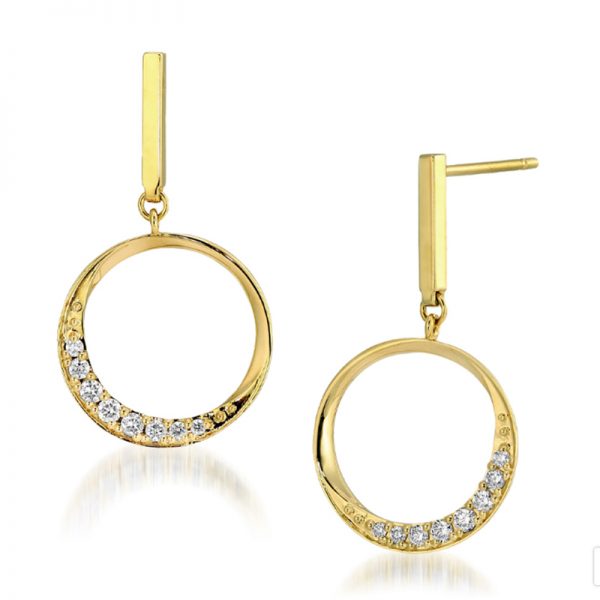 Orecchini pendenti con diamanti in oro giallo 18 carati all'ingrosso
