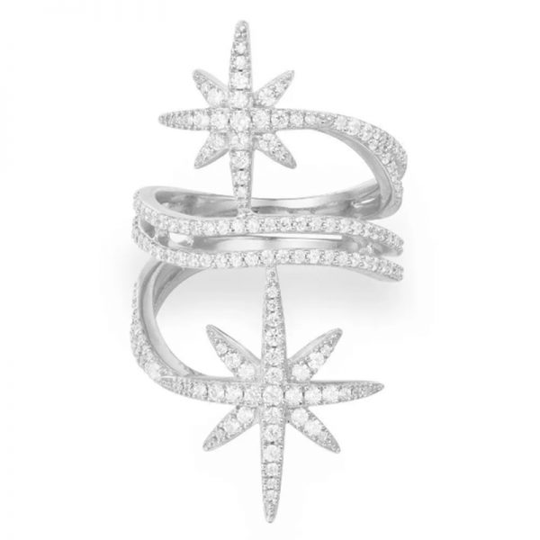Velkoobchodní prsten s hvězdou z bílého zlata OEM ODM šperky