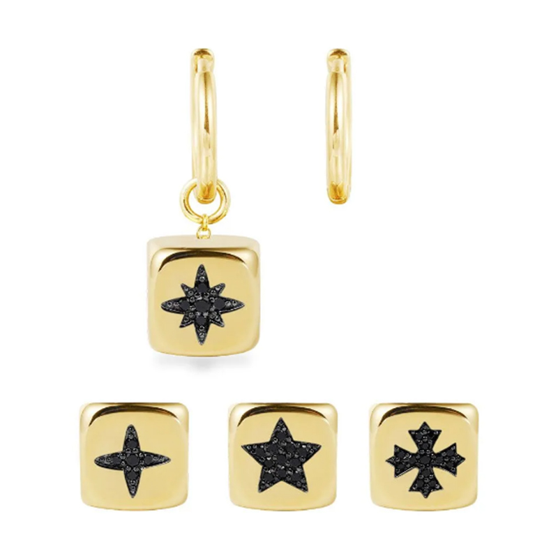 Wholesale 18K Gold Custom Sterling Silver Black Spinel Earrings Jewelry OEM Factory