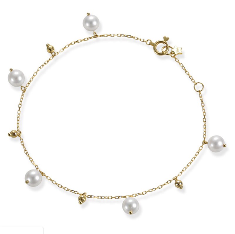 Bracelet de perles en argent sterling et or 18 carats, bijoux en or jaune 14 carats, vente en gros