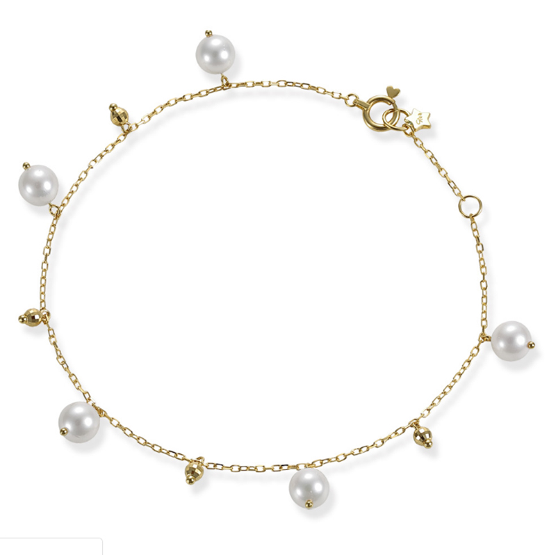 Mórdhíol 18K Gold Sterling Silver Pearl Bracelet 14K Yellow Gold Jewelry