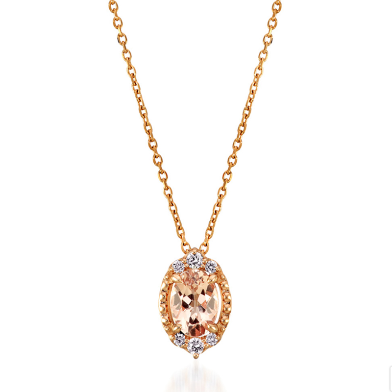Wholesale 18K Gold Custom OEM ODM Factory Morganite Necklace Yellow Fine Jewelry