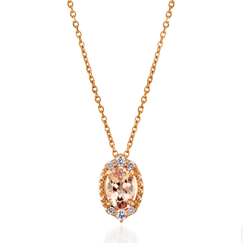 Mórdhíol 18K Gold Custom OEM ODM Factory Morganite Muince Buí Jewelry Fine