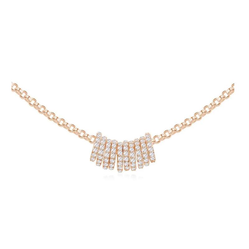 Collar de diamantes de oro rosa personalizado de oro de 18 quilates al por mayor