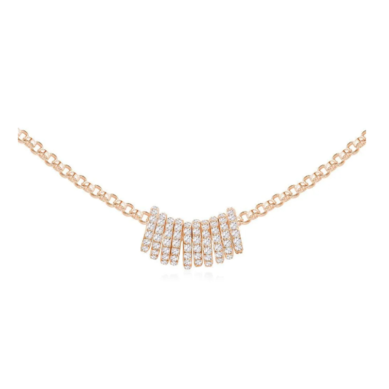 Collier de diamants en or rose personnalisé en gros en or 18 carats