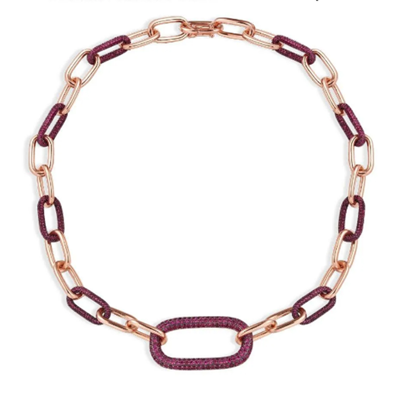 Velkoobchodní zakázkový ametystový náhrdelník z 18K zlata OEM výrobce šperků z růžového zlata