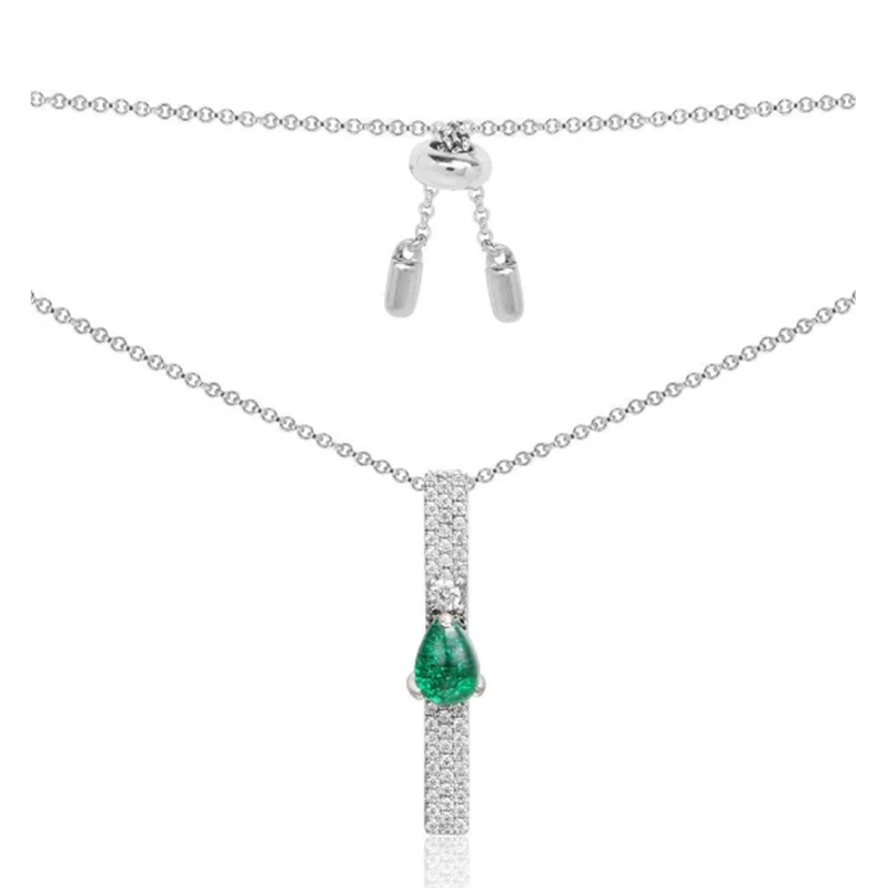 Wholesale 18K Gold Custom Rhodium Plated Vermeil Emerald Necklace 925 Silver Jewelry