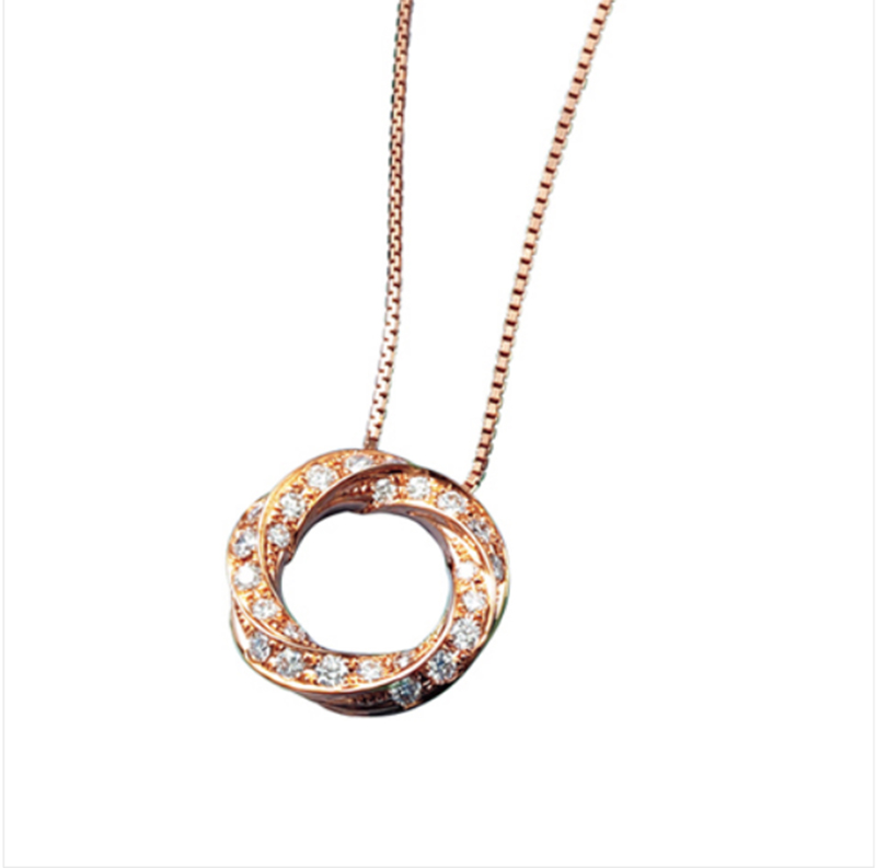 Vente en gros de bijoux en or rose avec pendentif en diamant OEM personnalisé en or 18 carats Chine