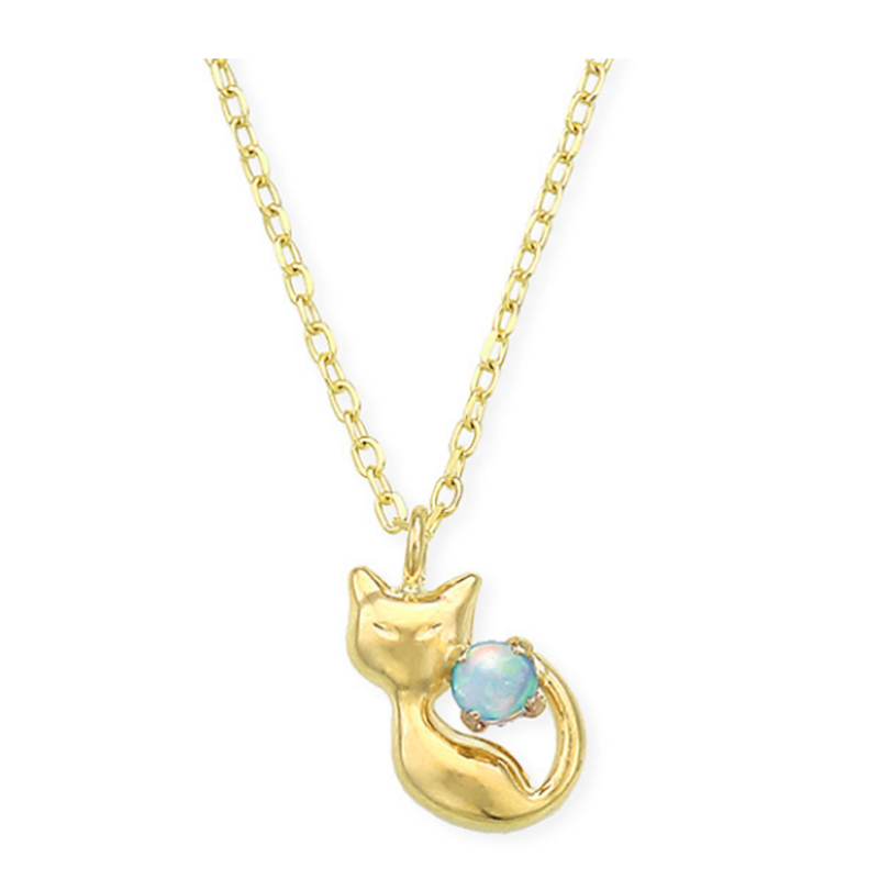 Wholesale 18K Gold Custom Plated Cat Design Pendant Silver Jewelry OEM Opal Manufacturers