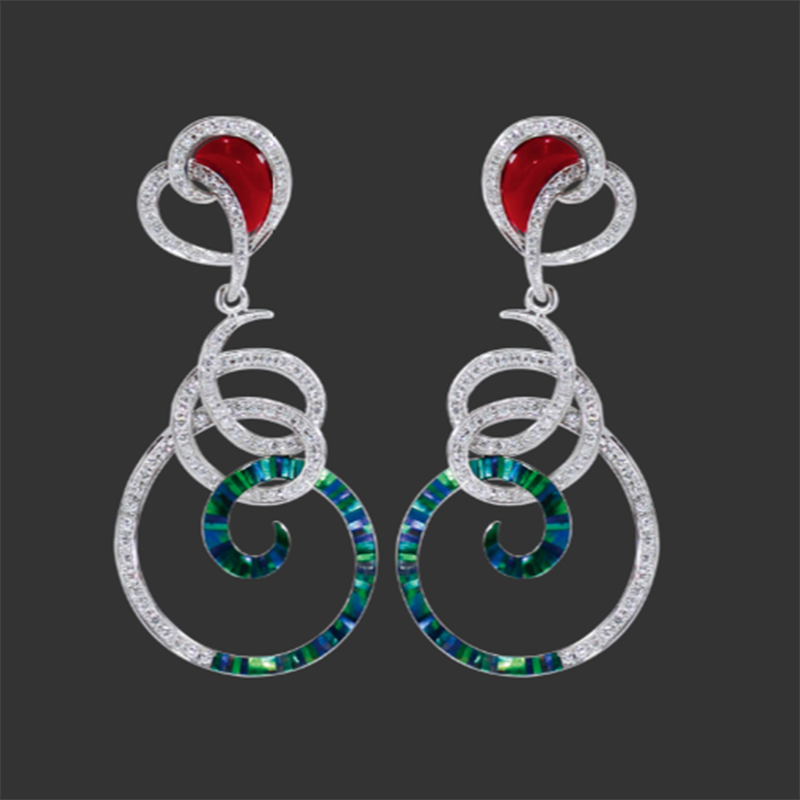 Boucles d'oreilles rubis rouge personnalisées en or 18 carats, bijoux en argent Sterling, usine OEM, vente en gros