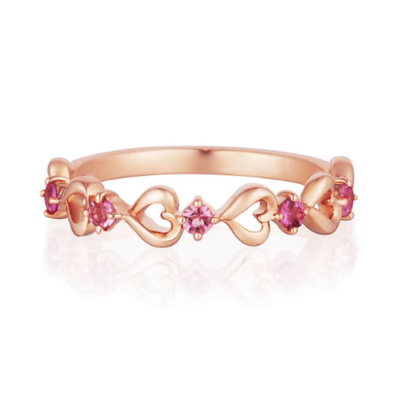 Grosir 18K Emas Kustom OEM ODM Pabrik Rose Gold Pink Quartz Ring Fine Jewelry