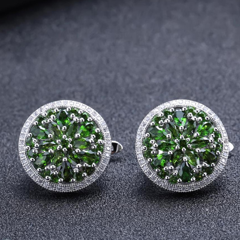 Custom Wholesale Chrome Diopside Stud Earring | 925 silver Jewelry Manufacturing | 925 CZ Earring Manufacturing