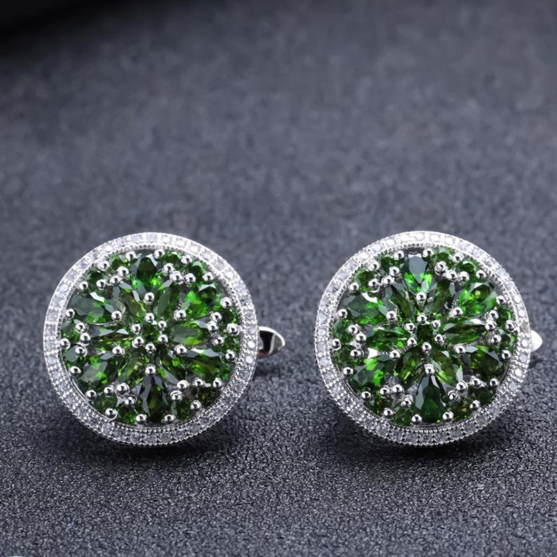 Earring Graí Diopside Chrome mórdhíola Saincheaptha |925 Déantúsaíocht Jewelry airgid |925 CZ Déantúsaíocht Earring